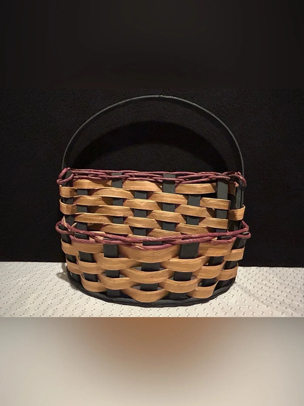 Handcrafted Basket Made In Michigan Free Standing Or Wall Hanging with Handle